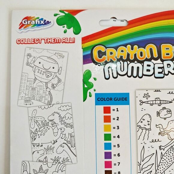 Grafix Crayon By Number 1 Printed Sheet 10 Crayons Learning Play Age 6+ Craft - Picture 5 of 8